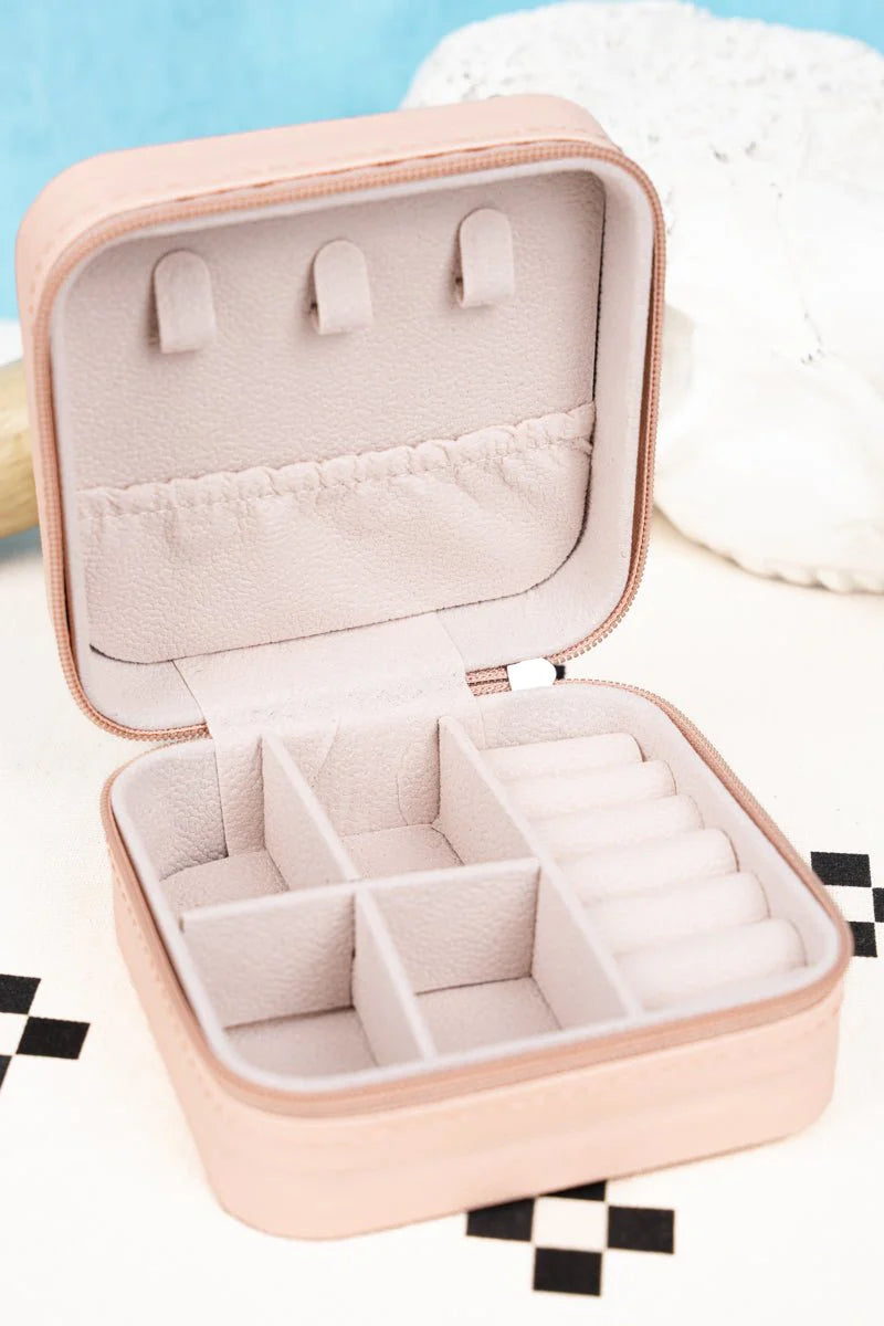 Peach Aztec Spring Small Travel Jewelry Box