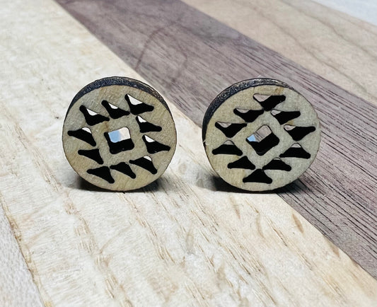 Wooden Aztec Earrings