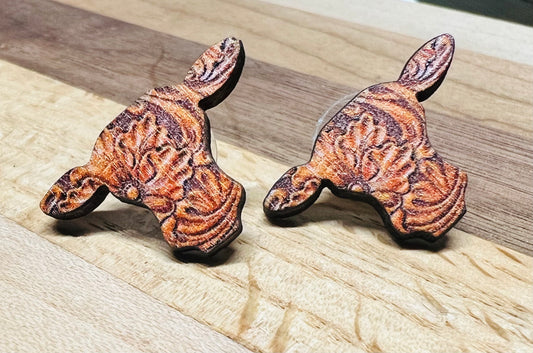 Embossed Cow Head Earrings