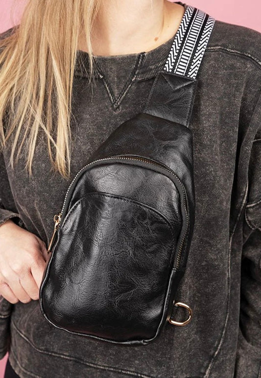 Travel the World Black Sling Bag