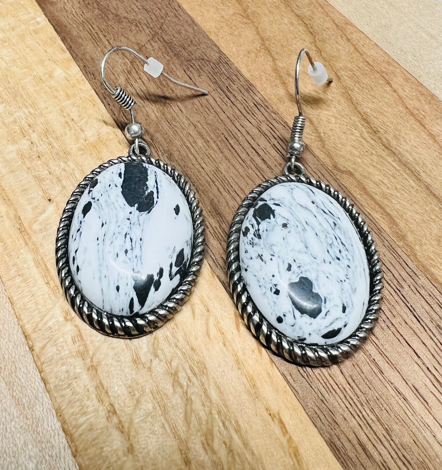 Marbled Oval Earrings