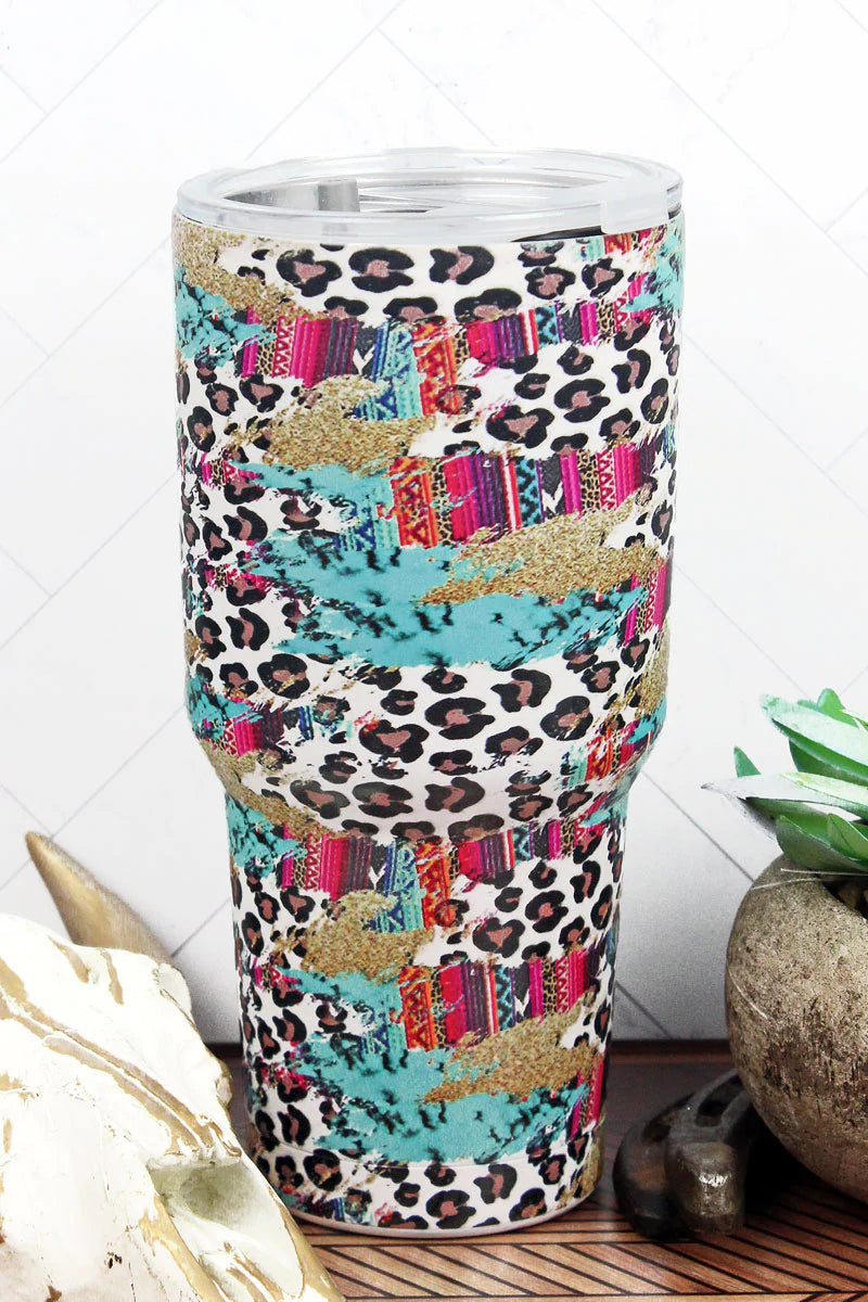 Teal Leopard Travel Mug