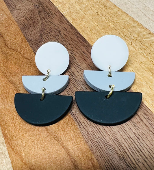 Geometric Drop Black Earrings