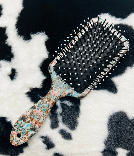 Teal Leopard Hair Brush