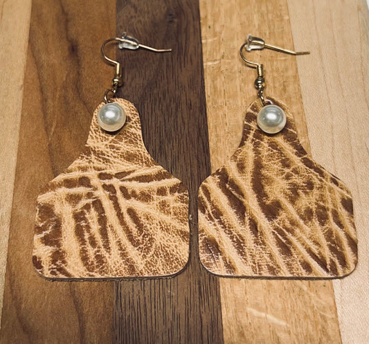 Cattle Tag Leather Earrings