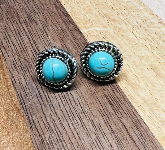 Turquoise Round Stud Earrings