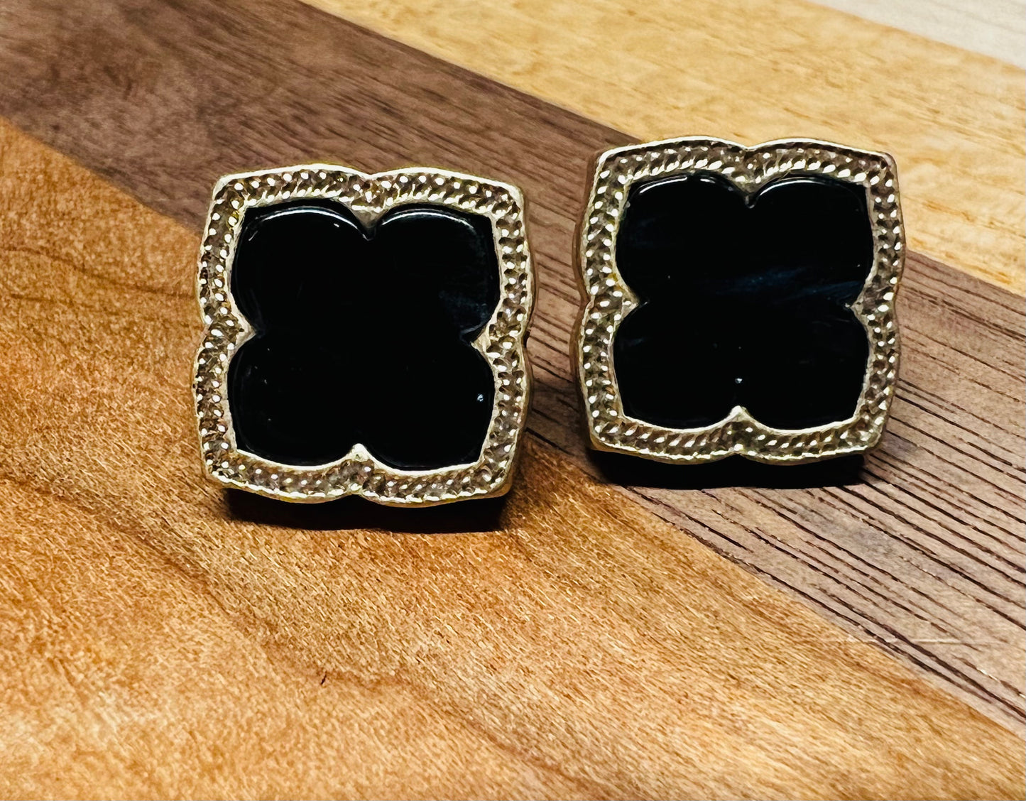 Black Marbled Earrings