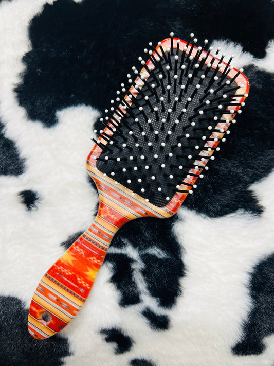 Orange Aztec Hair Brush