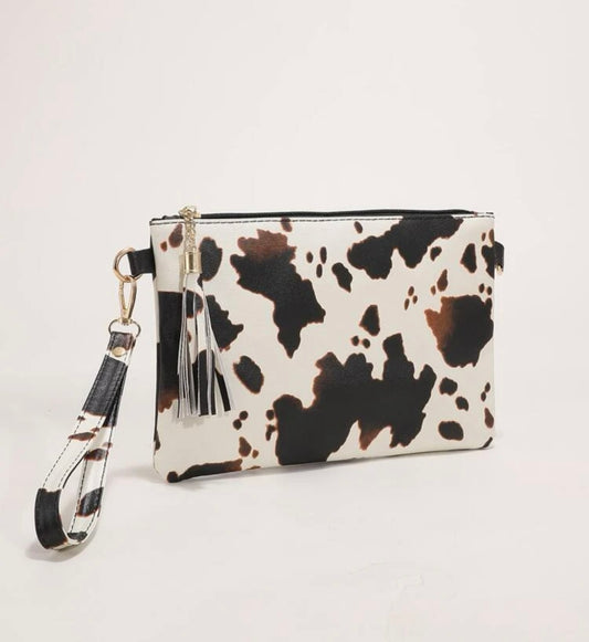 Cow Print Clutch Wristlet