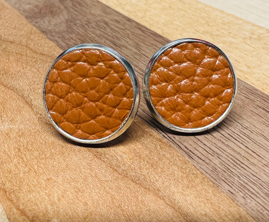 Burnt Orange Leather Earrings